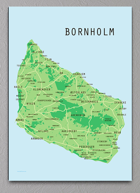 BORNHOLM PLAKAT - Grafisk plakat kort Bornhom
