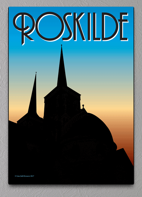 ROSKILDE PLAKAT - plakat med Roskilde Domkirke