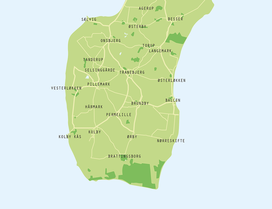 Pligt kig ind Syge person SAMSØ PLAKAT - Grafisk plakat med landkort over Samsø
