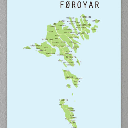 Færøerne kort plakat
