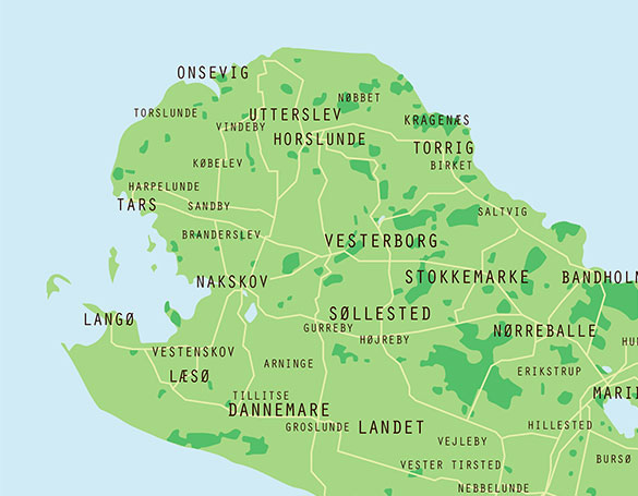 gentagelse Aktuator pakke LOLLAND KORT PLAKAT - Grafisk plakat med landkort over Lolland